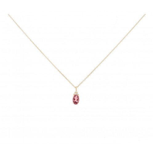 14K Χρυσό Κολιέ με Γρανάτη και Διαμάντια KL6351GR