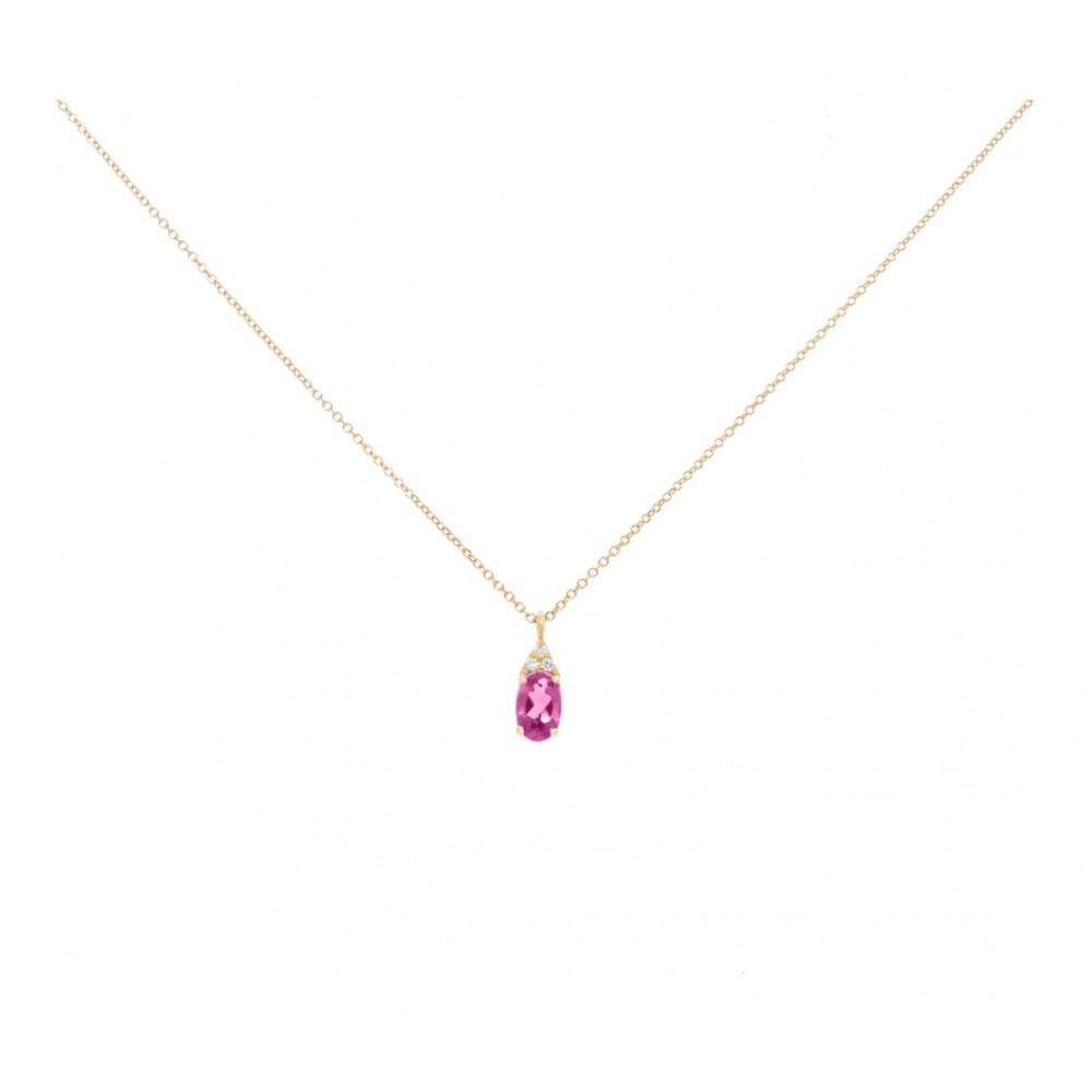14K Χρυσό Κολιέ με Ροδολίτη και Διαμάντια KL6351ROD