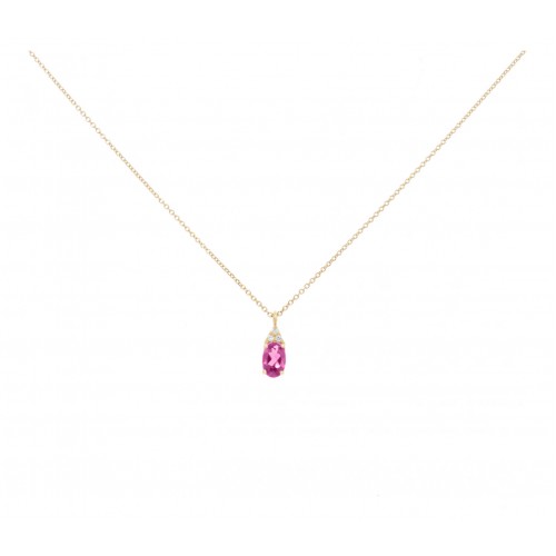 14K Χρυσό Κολιέ με Ροδολίτη και Διαμάντια KL6351ROD