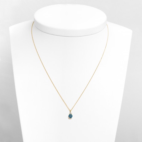 14K Χρυσό Κολιέ Με Διαμάντια και Blue London KL6352BL