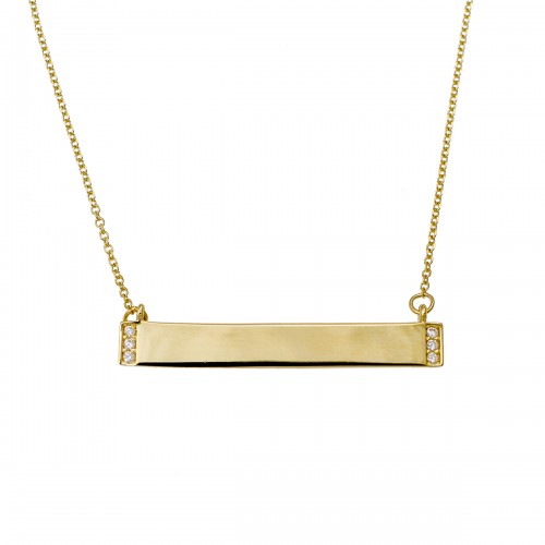 14Κ Χρυσό Κολιέ με Χρυσή Πλακέτα και Ζιργκόν KL682VR