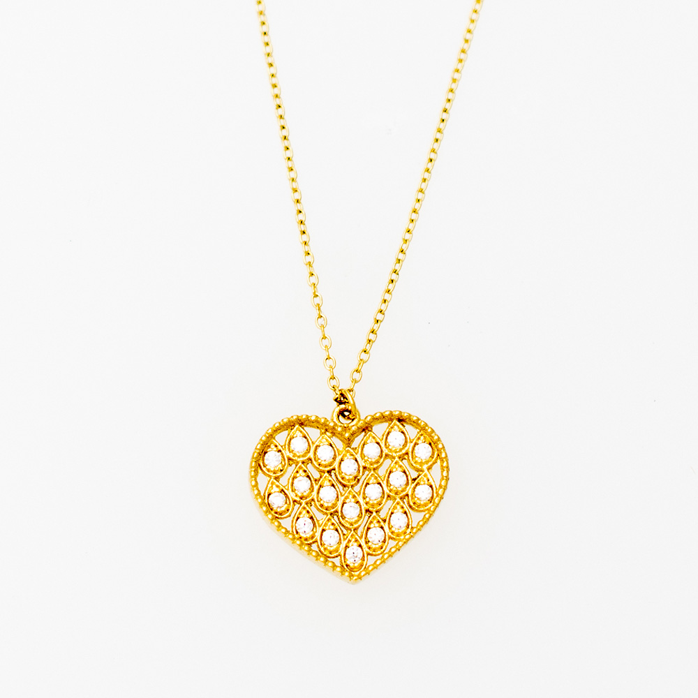 14K Gold Necklace with Zircon Cube KL777KG1 14K Gold Necklace with Zircon Cube KL777KG1