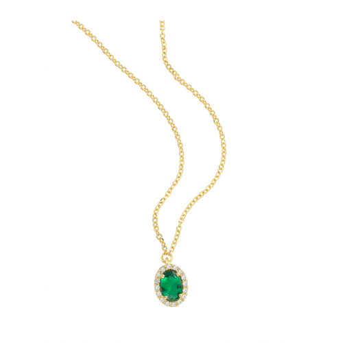 18K Χρυσό Κολιέ με Σμαράγδι και Ζιργκόν KLOSO788