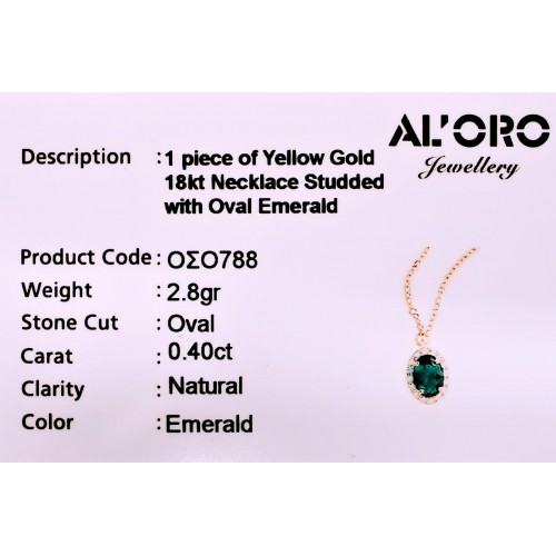 18K Χρυσό Κολιέ με Σμαράγδι και Ζιργκόν KLOSO788