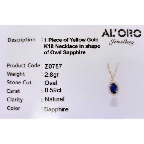 18K Χρυσό Κολιέ με Ζαφείρι και Ζιργκόν KLSO787