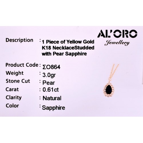 18K Χρυσό Κολιέ με Ζαφείρι και Ζιργκόν KLSO864