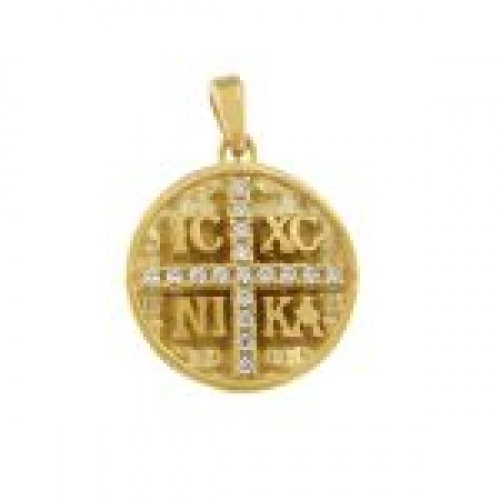 14K Χρυσό Κωνσταντινάτο Διπλής Όψεως με Ζιργκόν KN165VR