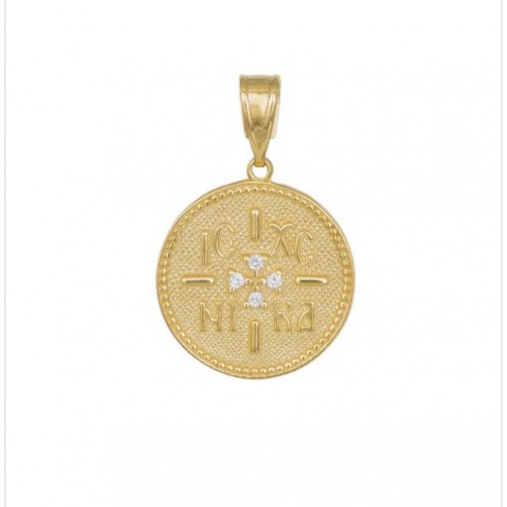 9K Χρυσό Κωνσταντινάτο Διπλής όψης με Ζιργκόν KN179IG