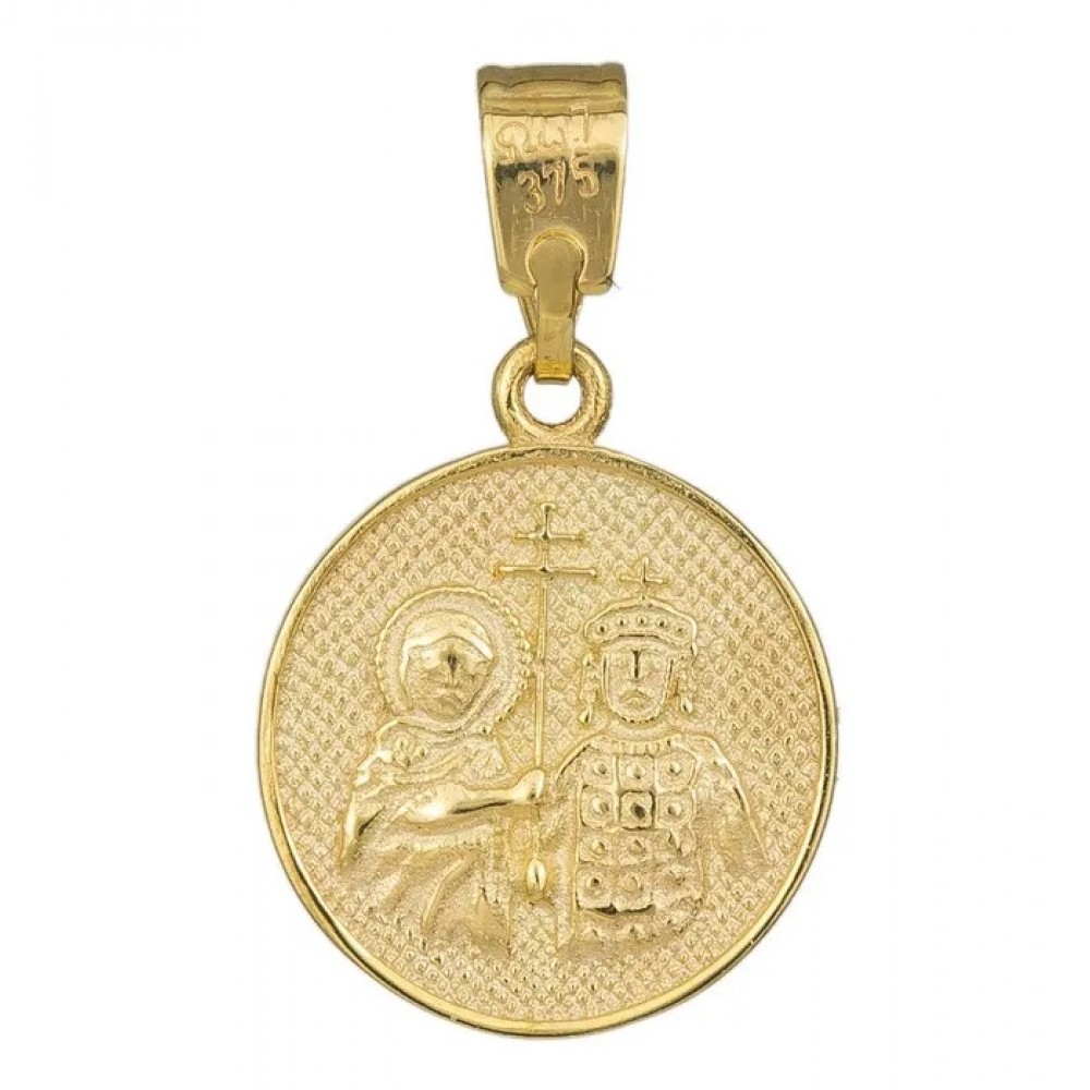 9K Χρυσό Κωνσταντινάτο Διπλής όψης με Ζιργκόν KN40IG