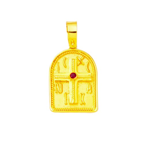 14K Χρυσό Κωνσταντινάτο Χειροποίητο με Ρουμπίνι KN673D1