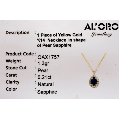 14K Χρυσό Κολιέ με Ζαφείρι & Ζιργκόν KOAX1757