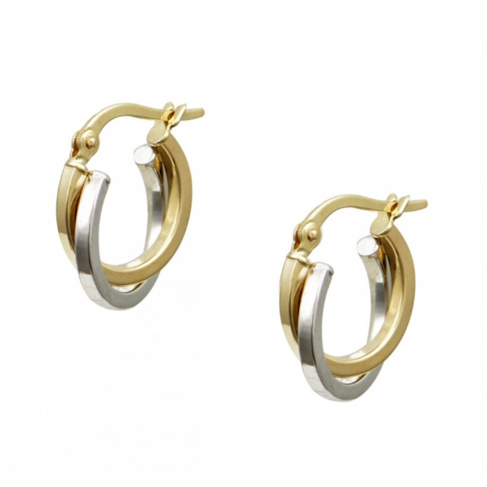 14K Χρυσά Δίχρωμα Σκουλαρίκια Κρίκοι KR2214 14K Χρυσά Δίχρωμα Σκουλαρίκια Κρίκοι KR2214