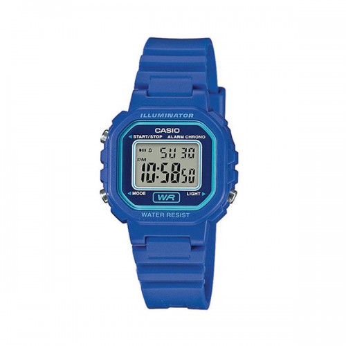 CASIO Illuminator με Μπλε Λουράκι από Καουτσούκ LA-20WH-2AEF