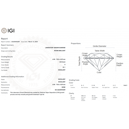 18K Μονόπετρο Δαxτυλίδι Αρραβώνων με Οικολογικό Lab Grown Διαμάντι 1.33ct LG93359