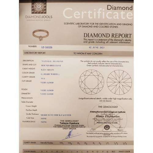 18K Μονόπετρο Δαxτυλίδι Αρραβώνων με Διαμάντι LR227