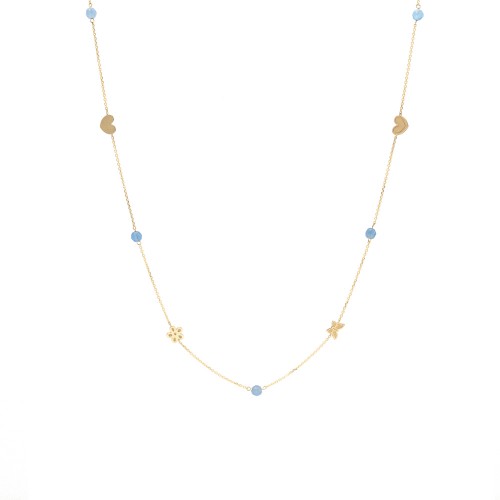 14Κ Χρυσό Κολιέ με διάφορα σχέδια και Χαλκηδόνιο M001547