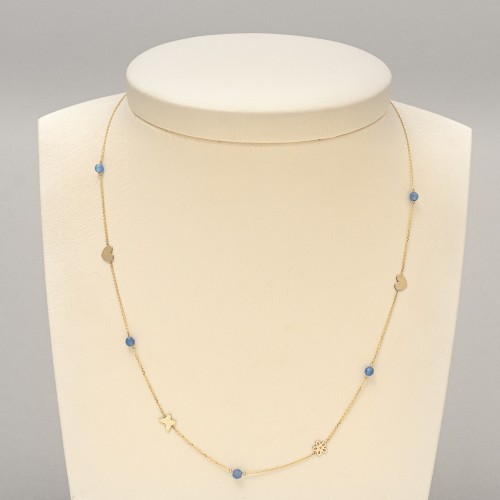 14Κ Χρυσό Κολιέ με διάφορα σχέδια και Χαλκηδόνιο M001547