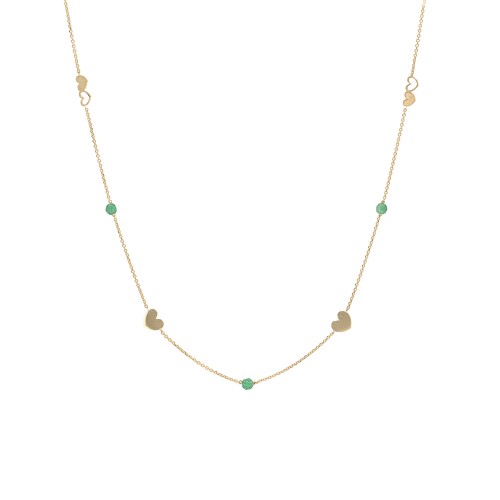 14Κ Χρυσό Κολιέ με "Καρδιές" και Αχάτη M001561-14