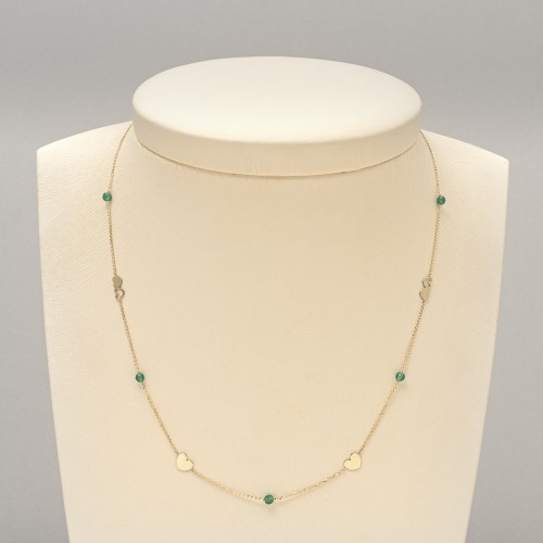 14Κ Χρυσό Κολιέ με "Καρδιές" και Αχάτη M001561-14