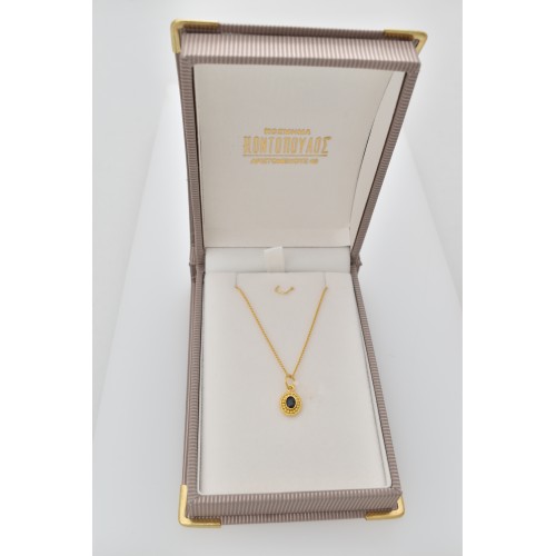 18Κ Χρυσό Χειροποίητο Μενταγιόν Με Ζαφείρι M1025DM