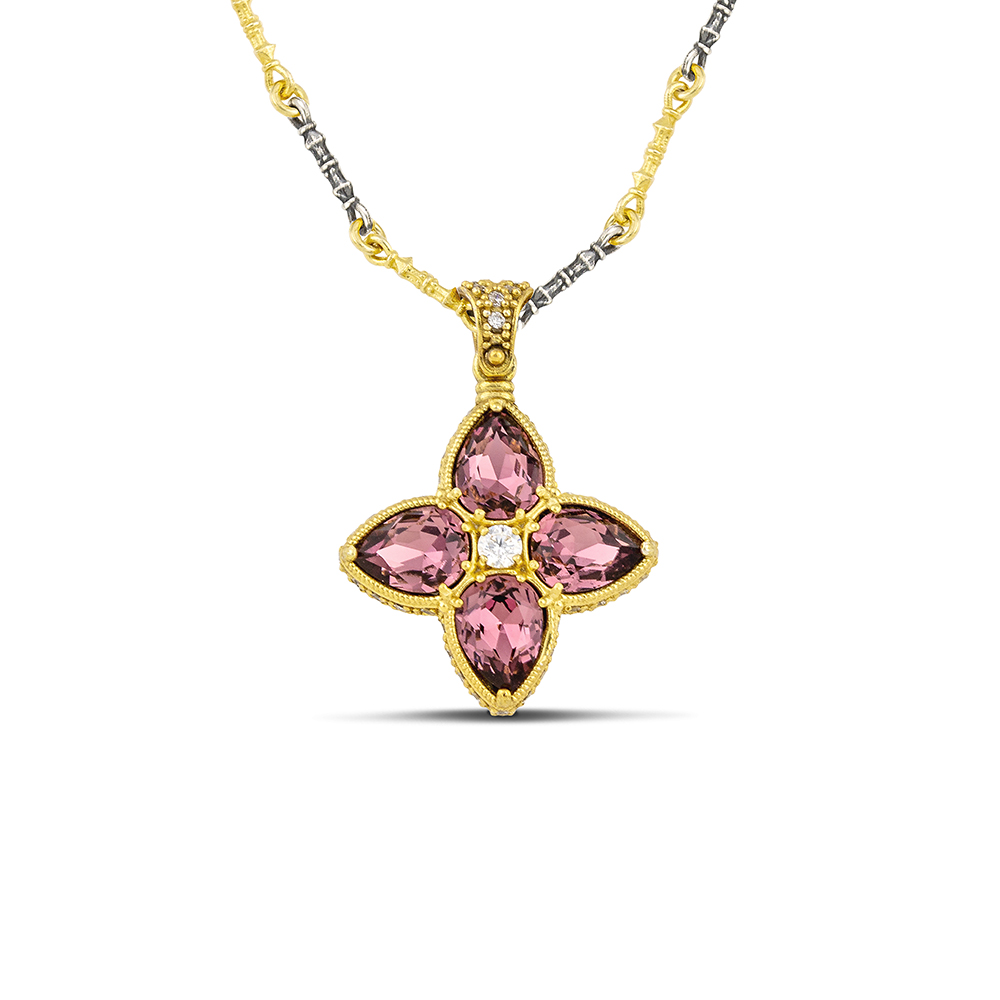 DIMITRIOS EXCLUSIVE Φλοράλ Μενταγιόν με Swarovski Κρύσταλλα και τρίχρωμη αλυσίδα M156 DIMITRIOS EXCLUSIVE Φλοράλ Μενταγιόν με Swarovski Κρύσταλλα και τρίχρωμη αλυσίδα M156