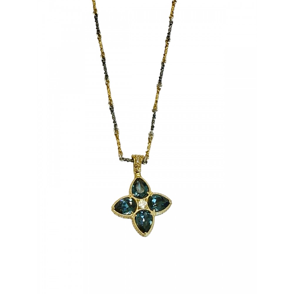 DIMITRIOS EXCLUSIVE Φλοράλ Μενταγιόν με Swarovski Κρύσταλλα και τρίχρωμη αλυσίδα M156 DIMITRIOS EXCLUSIVE Φλοράλ Μενταγιόν με Swarovski Κρύσταλλα και τρίχρωμη αλυσίδα M156
