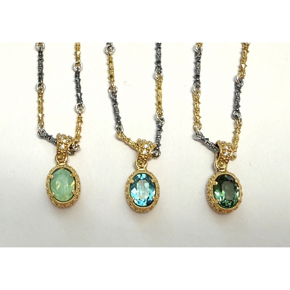 DIMITRIOS EXCLUSIVE Οβάλ Μενταγιόν με Swarovski Κρύσταλλο και τρίχρωμη αλυσίδα M162 DIMITRIOS EXCLUSIVE Οβάλ Μενταγιόν με Swarovski Κρύσταλλο και τρίχρωμη αλυσίδα M162