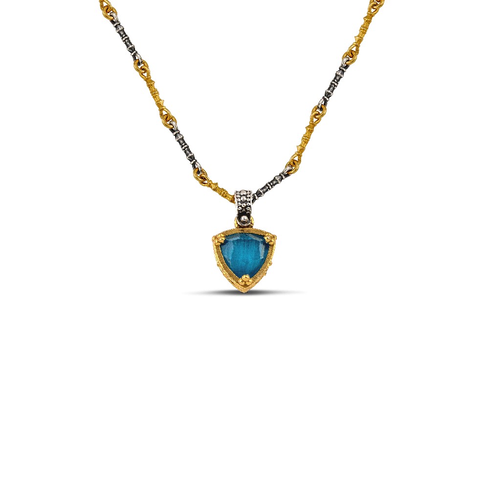 Dimitrios Μενταγιόν από ασήμι 925, με Αλυσίδα και Cat-Eye Μπλε Τοπάζι M185