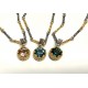 DIMITRIOS EXCLUSIVE Μενταγιόν με Swarovski πέτρα και τρίχρωμη αλυσίδα M50