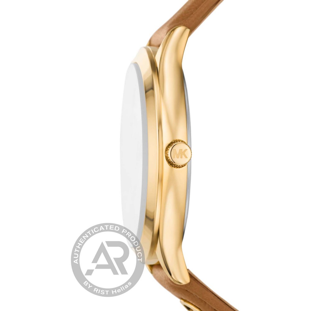 MICHAEL KORS Slim Rynway Με Δερμάτινο Καφέ Λουράκι MK7465