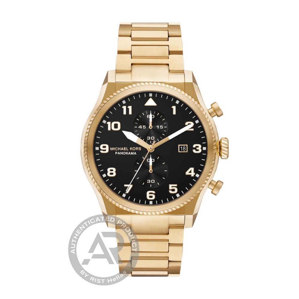Michael KORS Panorama Χρονογράφος Ανδρικό με Χρυσό Μπρασελέ από Ανοξείδωτο Ατσάλι MK9195 Michael KORS Panorama Χρονογράφος Ανδρικό με Χρυσό Μπρασελέ από Ανοξείδωτο Ατσάλι MK9195