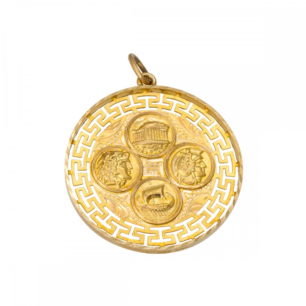 14K, Χρυσό Μενταγιόν με Αρχαιοελληνικές Παραστάσεις, MT078K1