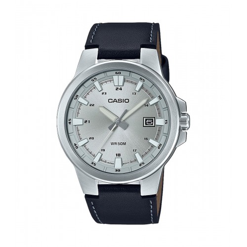 CASIO Collection με Σκούρο Μπλέ Δερμάτινο Λουράκι MTP-E173L-7AVEF