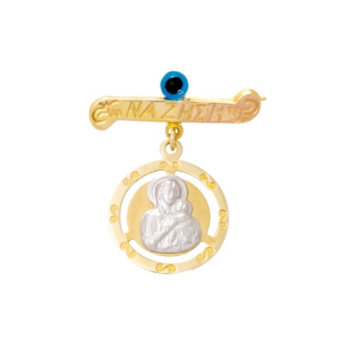 9K Χρυσή Παραμάνα Με Εικόνα & Ματάκι N117AV1