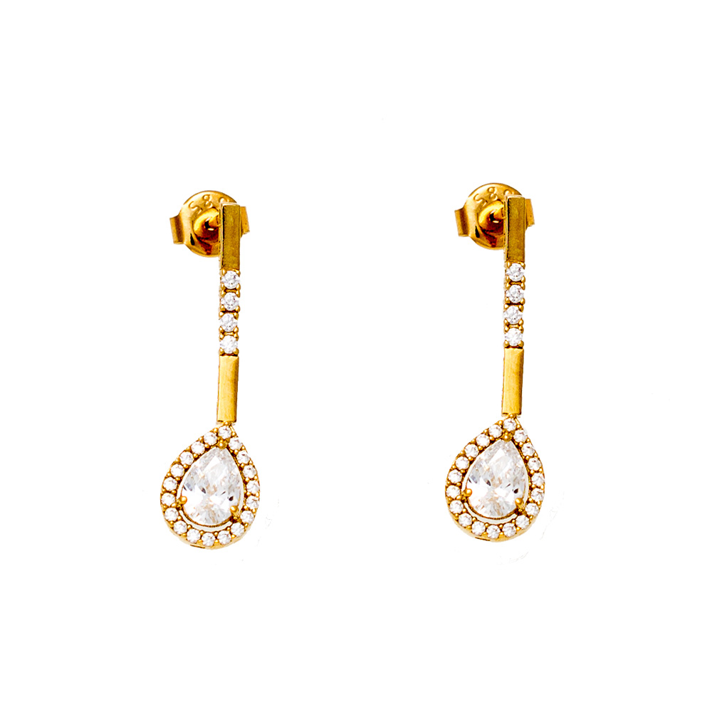 14K Gold Earrings with Zircon N2233-S1 14K Gold Earrings with Zircon N2233-S1