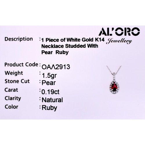 14K Λευκόχρυσo Κολιέ με Ρουμπίνι και Ζιργκόν OAL2913