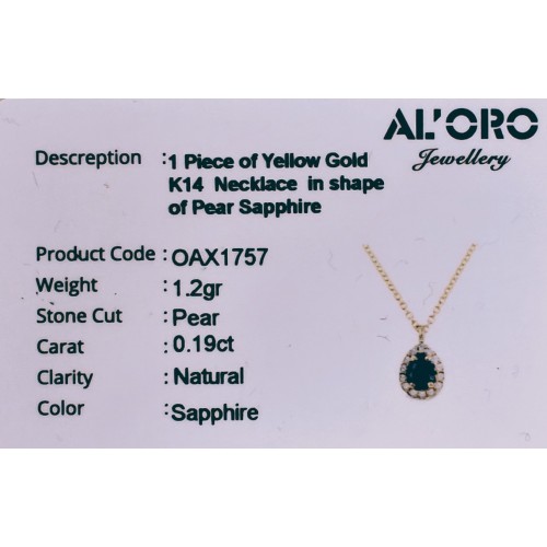 14K Χρυσό Κολιέ με Ζαφείρι & Ζιργκόν OAX1757