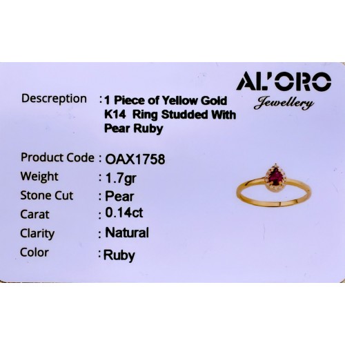 14K Χρυσό Δαχτυλίδι με Ρουμπίνι & Ζιργκόν OAX1758R2