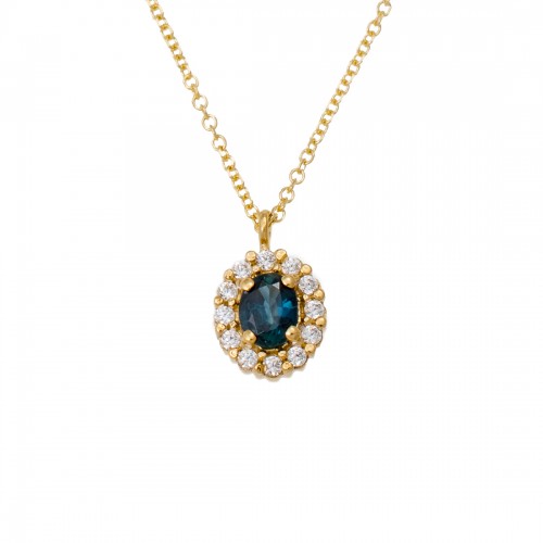 14K Χρυσό Κολιέ με Ζαφείρι & Ζιργκον OAX1782-KL14