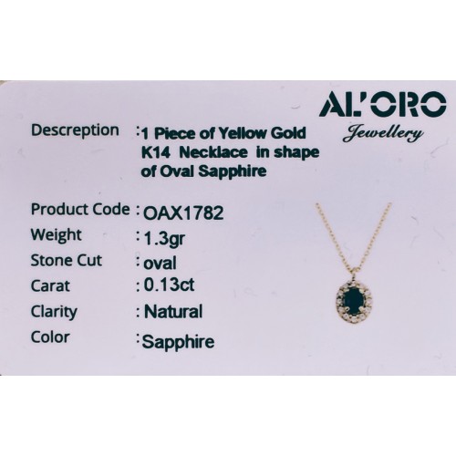 14K Χρυσό Κολιέ με Ζαφείρι & Ζιργκον OAX1782-KL14