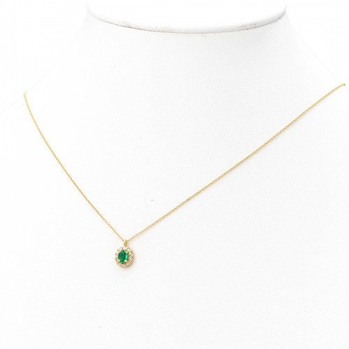 18K Χρυσό Κολιέ με Σμαράγδι & Διαμάντια OAX1783-KL18