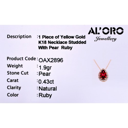 18K Χρυσό Κολιέ με Ρουμπίνι και Ζιργκόν OAX2896