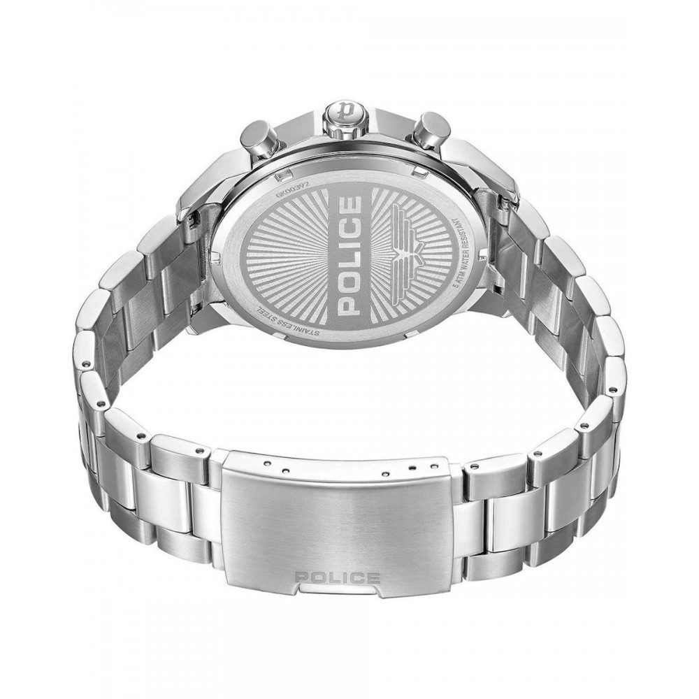 POLICE Reactor Dual Time Με Ασημί Μπρασελέ από Ανοξείδωτο Ατσάλι PEWGK0039207