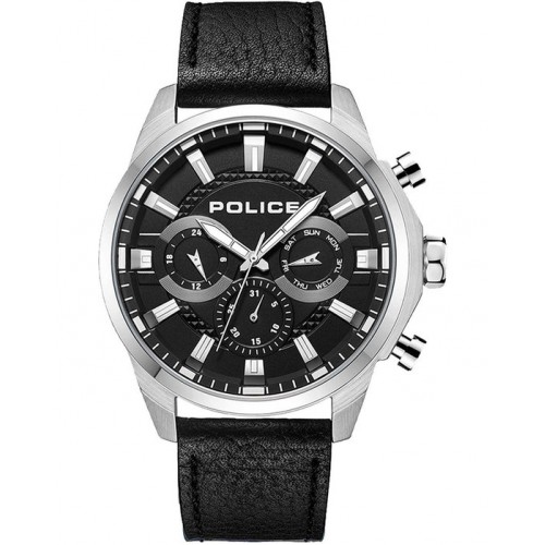 POLICE Menelik Black Leather Strap PEWJF224207