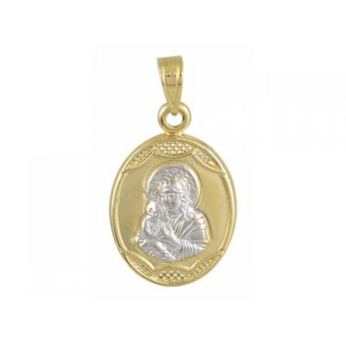 9K Χρυσό Δίχρωμο Κωνσταντινάτο Παναγίτσα Διπλής Όψης PN2021