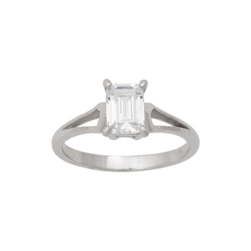 14K Λευκόχρυσο Δαχτυλίδι με Ζιργκόν R14129