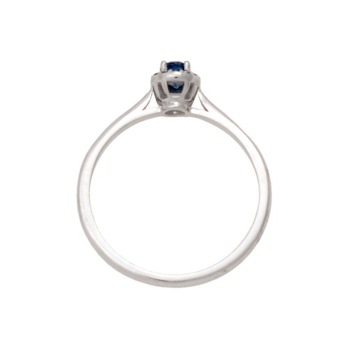 18K Μονόπετρο Δαxτυλίδι Αρραβώνων με Ζαφείρι & Διαμάντια REM045