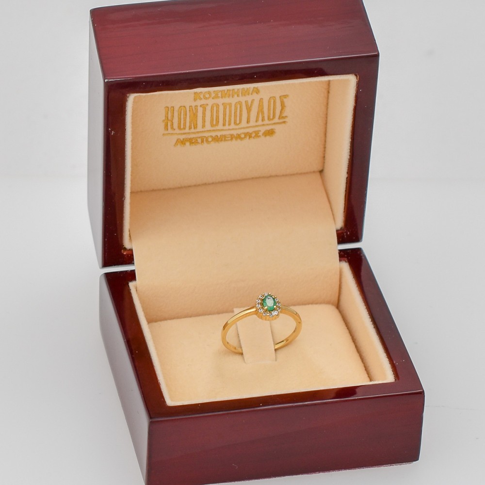 18K Χρυσό Δαχτυλίδι με Σμαράγδι & Ζιργκόν DAOSO788