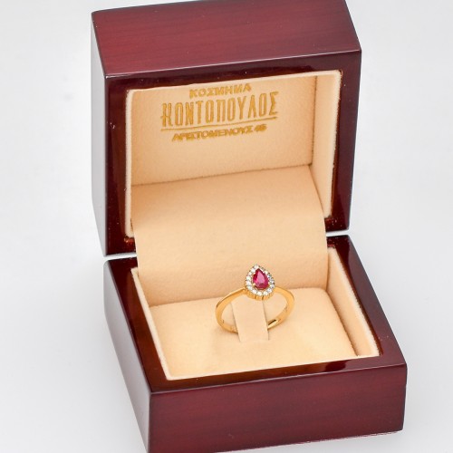 14K Χρυσό Δαχτυλίδι με Ρουμπίνι & Ζιργκόν RONX1065