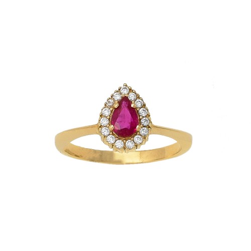 14K Χρυσό Δαχτυλίδι με Ρουμπίνι & Ζιργκόν RONX1065